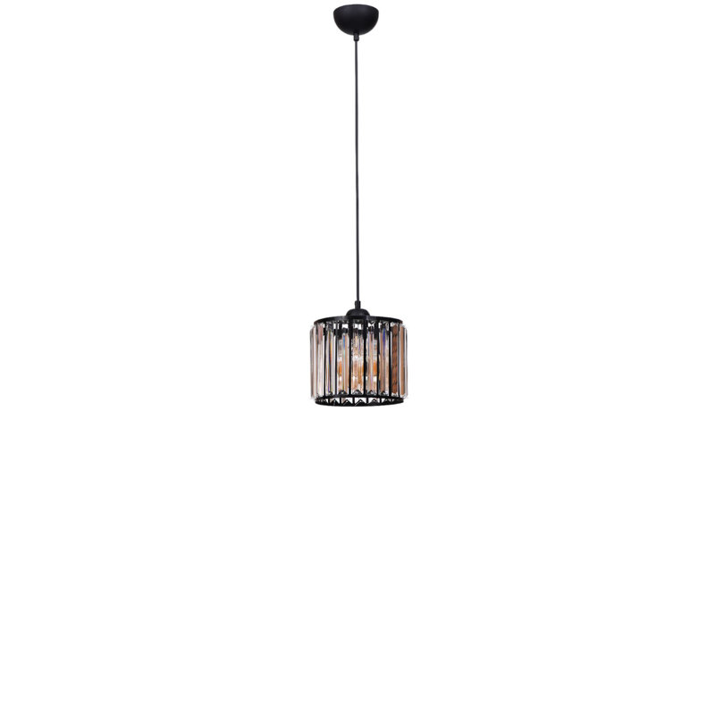 Elegant Black Metal Chandelier, Adjustable Height, Ø6.3 x 6.7 inches | Glass Cap, 1 x E27 Socket (Max 40W) | for Dining Room, Living Room & Entryways | Modern Design with IP20 Protection