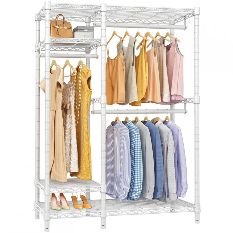 White Metal Garment Clothes Rack 45 in. W x 71 in. H