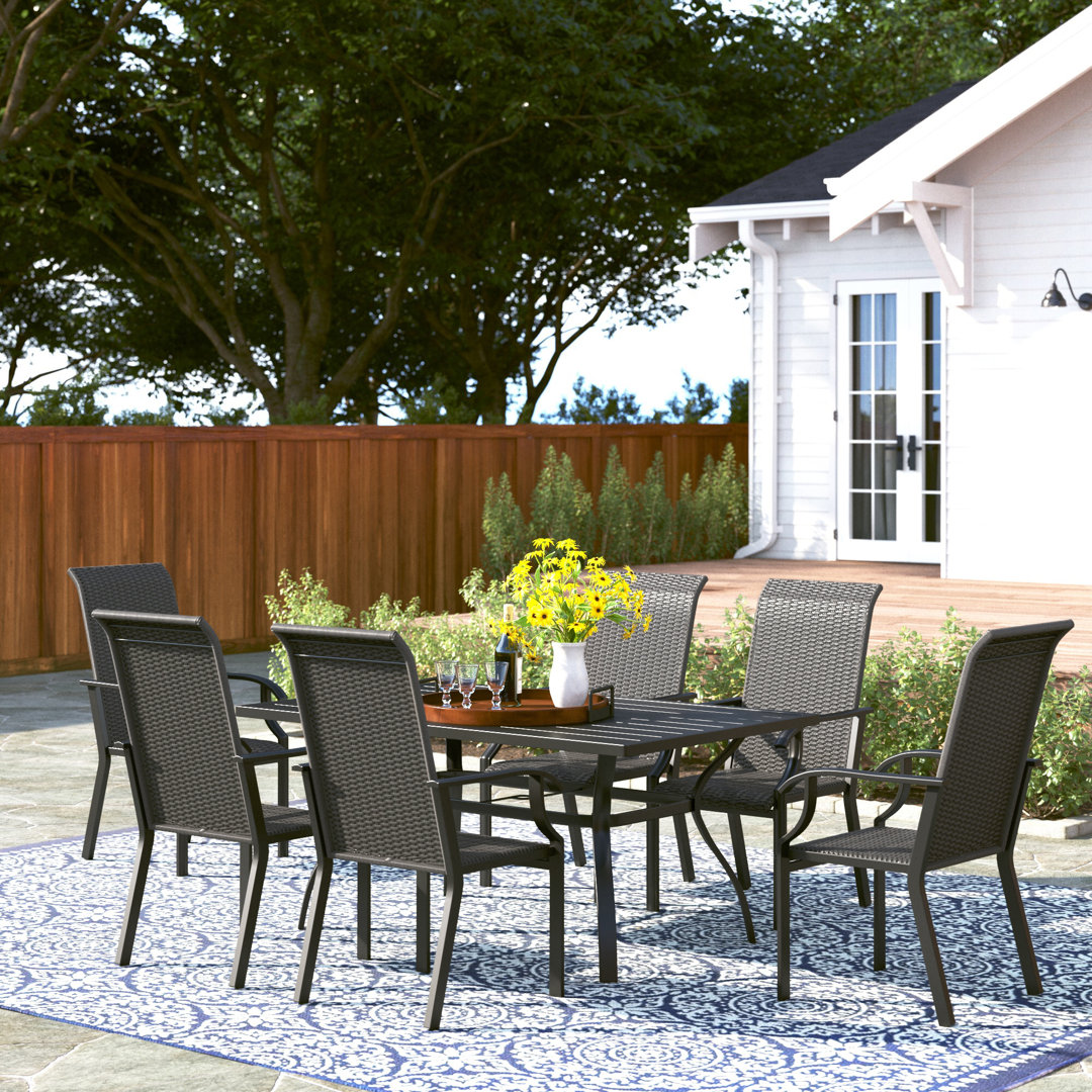 Alyah Rectangular 7 - Piece 6 - Person 152.4Cm L Outdoor Table Set