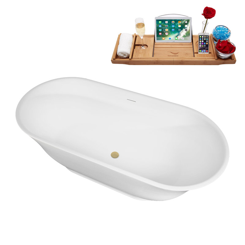 Baignoire autoportante 67 "avec drain 67" Streamline, Brushed Brass