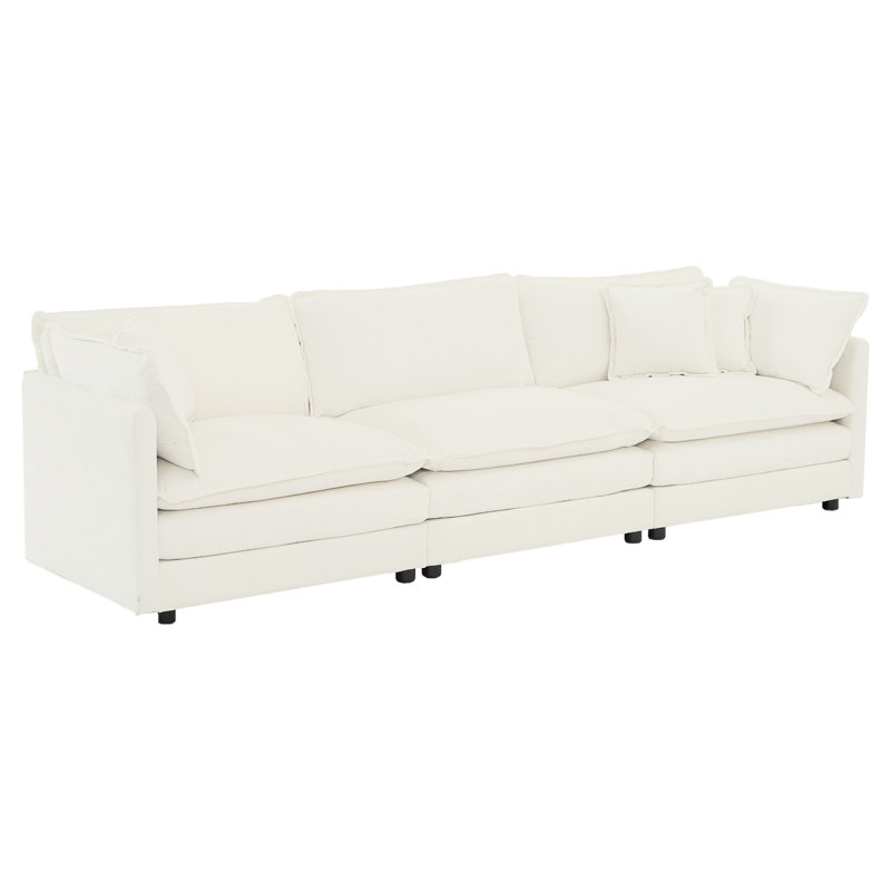 Canapé 2 + 3 places en chenille blanc - confortable et élégant pour le salon 2 + 3 places, blanc, assise profonde