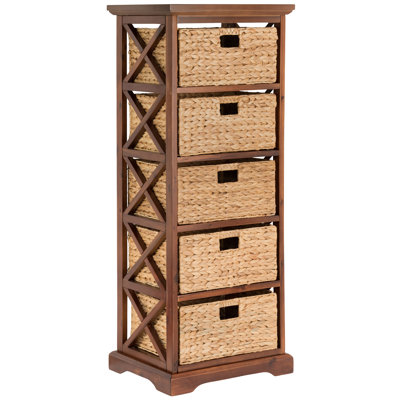 Lefkowski 5 Drawer Storage Drawers, End Storage Cabinet, Walnut