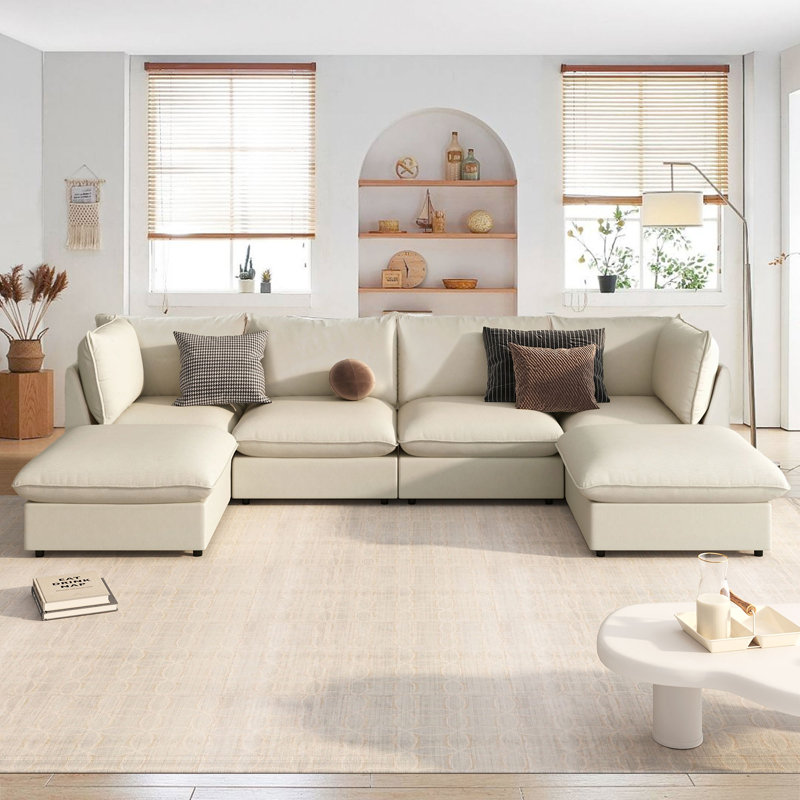 Canapé modulaire Ruthmae, Mélange de polyester beige