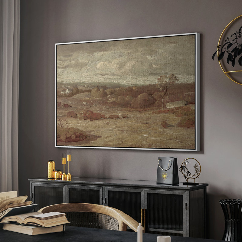 Paysage rétro - DCxxxi - impression, Toile encadrée flottée blanche, H 25 po x l 37 po x P 2 po