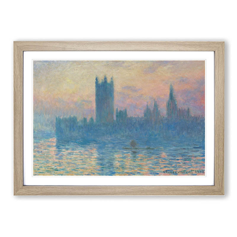 Houses of Parliament in London Vol.1 by Claude Monet - Picture Frame Painting, Oak Framed, 36cm H x 48cm W x 2cm D