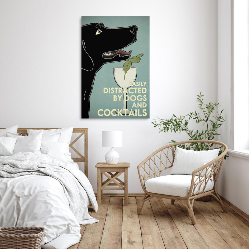 «Khayrah Facilement distrait par les chiens et les cocktails», reproduction d'art rectangulaire sur toile tendue sur toile tendue