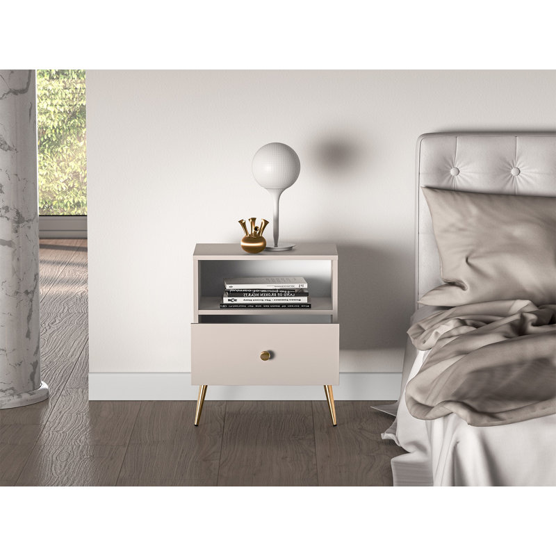 50cm W Manufactured Wood Bedside Table