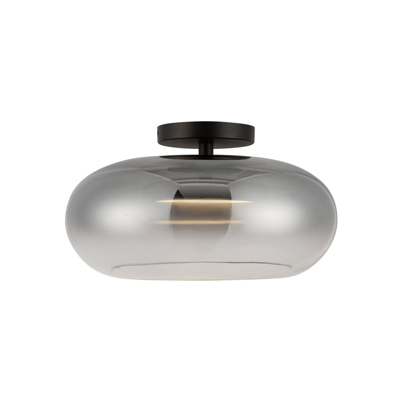 Trinity Black and Smoked Glass LED Semi-Flush Mount Light