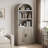 Bookcase 5 Shelf Arched Bookshelf, 72'' Tall Bookcase Farmhouse Display Storage Rack Wooden Bookshelves-1243156643