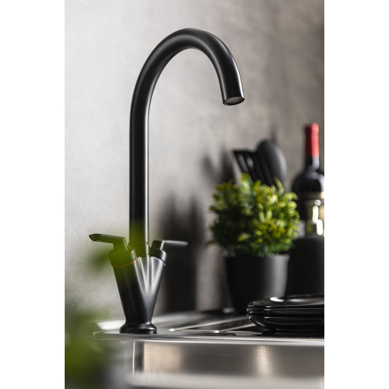 Abode Volo Dual Lever Mixertap, Matt Black