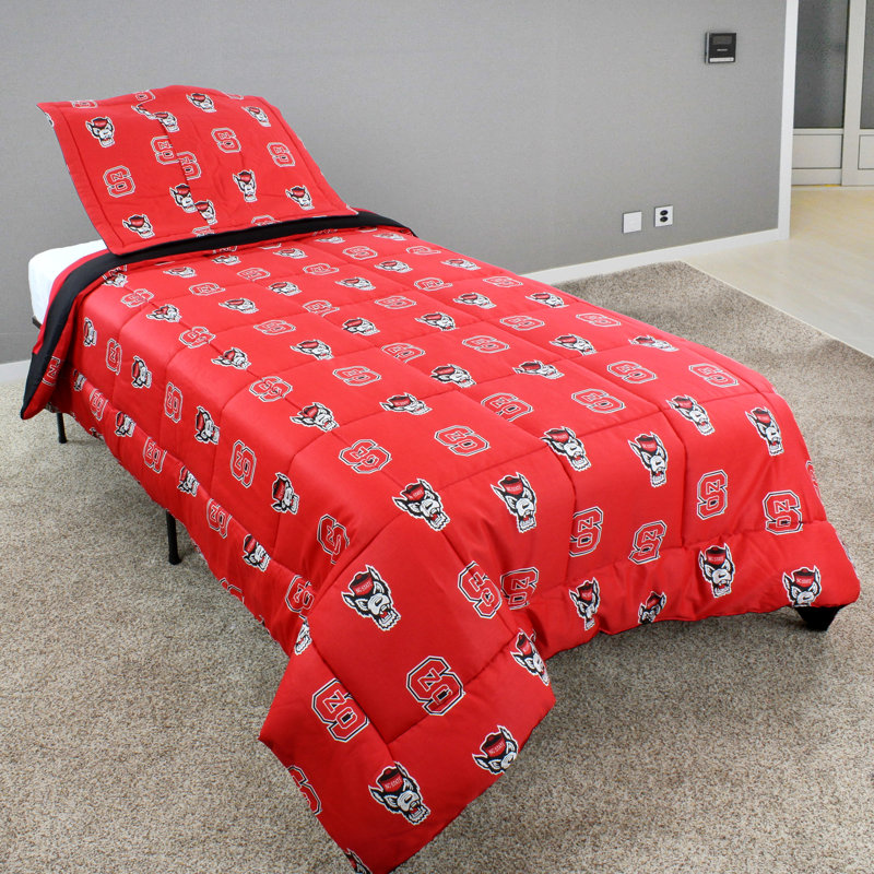 NCAA Sateen Comforter, Full Comforter + 2 Standard Shams, North Carolina State