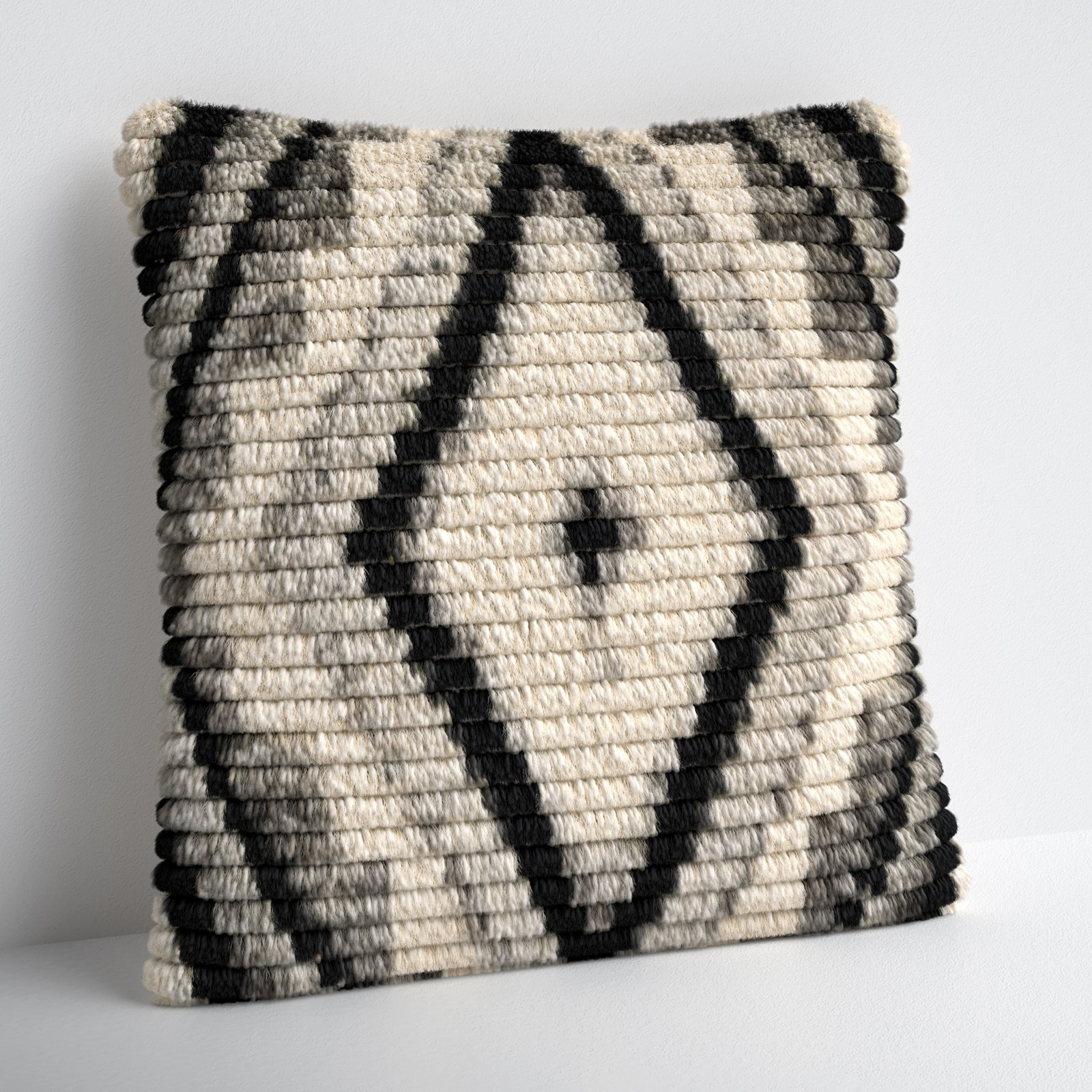 Cyan Geometric Wool Throw Pillow, 22" x 22", Down