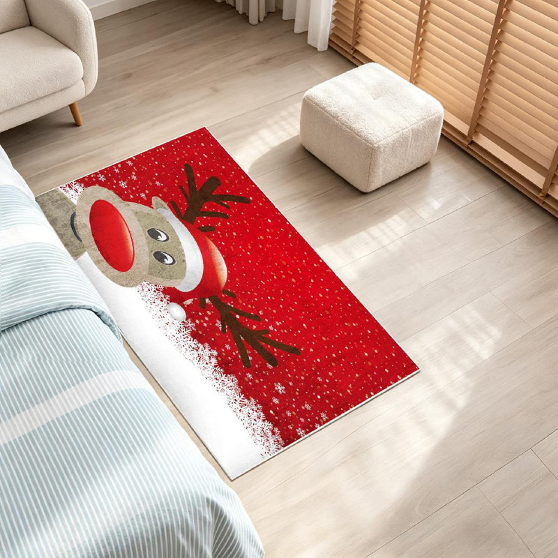 Tapis rouge lavable rouge à la machine