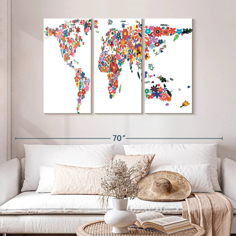 Carte du monde des fleurs Harnek, H 32 po x l 50 po