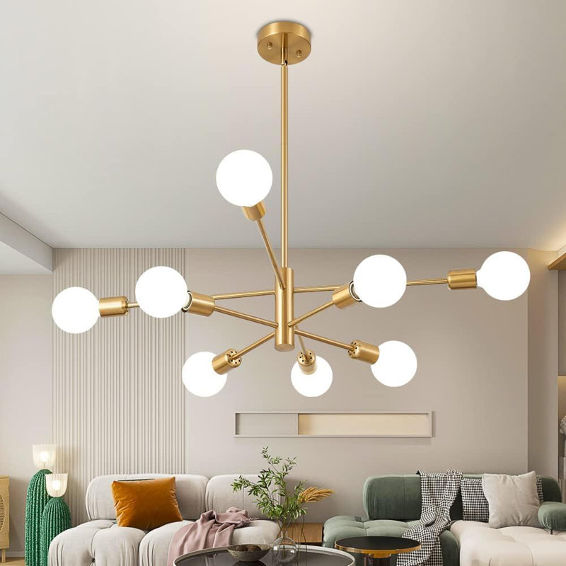 Lustre à 8 lumières Llayla, Or, H 5,12 po x l 16,7 po x P 16,7 po