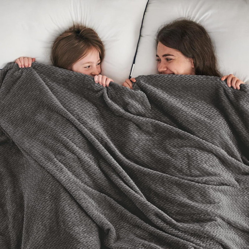 Knitted Throw Blanket, Grey