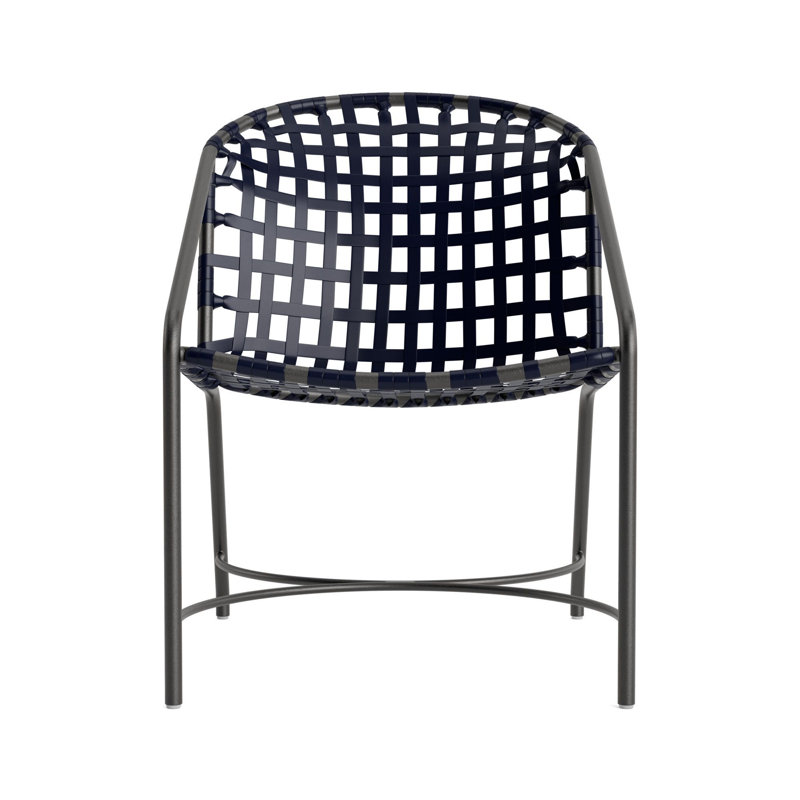 Kantan Outdoor Lounge Chair, Textured Pewter/Marine Vinyl Lace