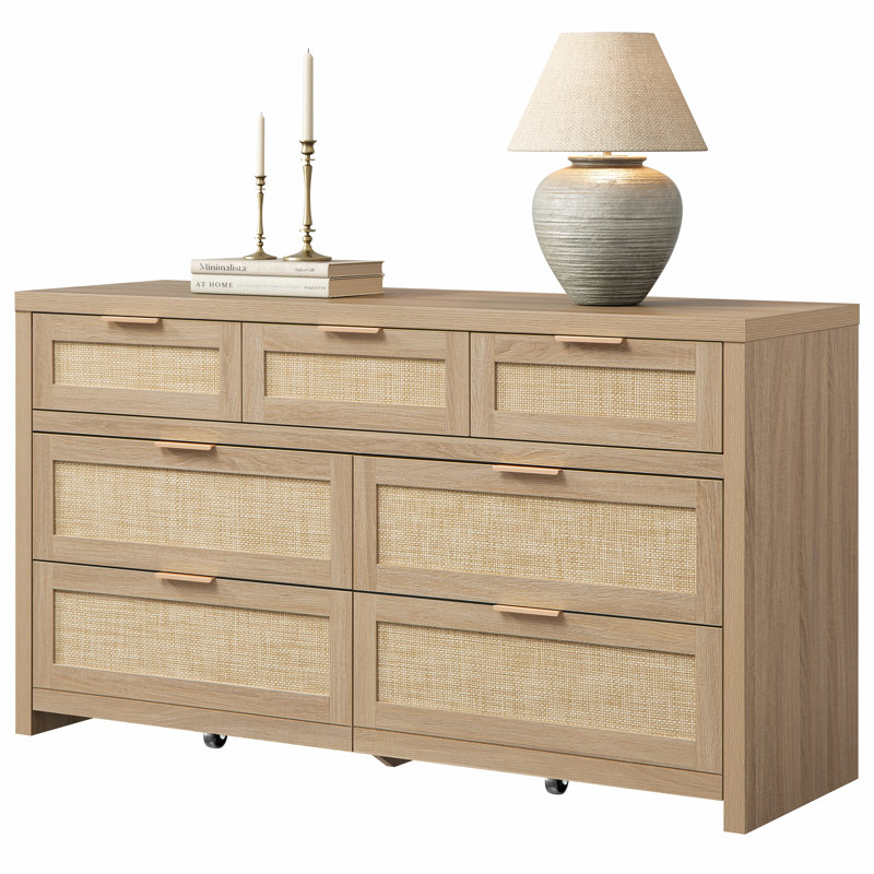 Commode à 7 tiroirs avec rangement spacieux Chada, Chêne clair