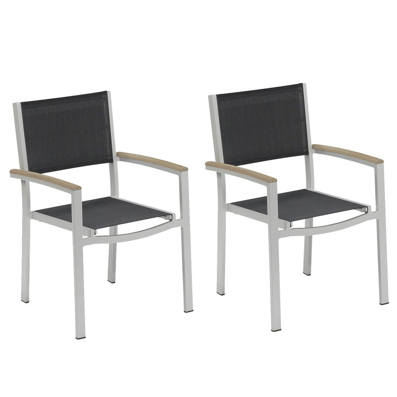 Travira Stacking Patio Dining Chair, Tekwood Vintage, Black, Flint