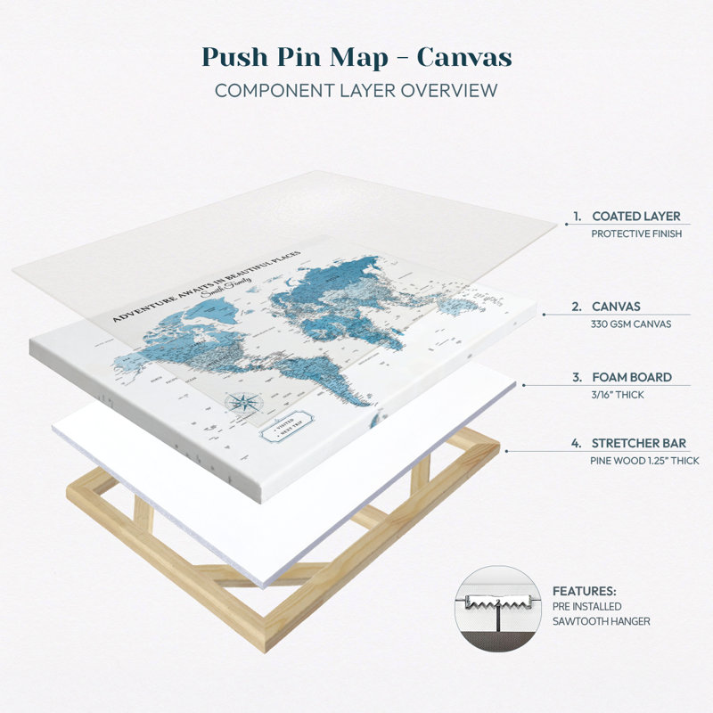 Pin's personnalisé World Places II Ameere, H 16 po x l 24 po, Oui