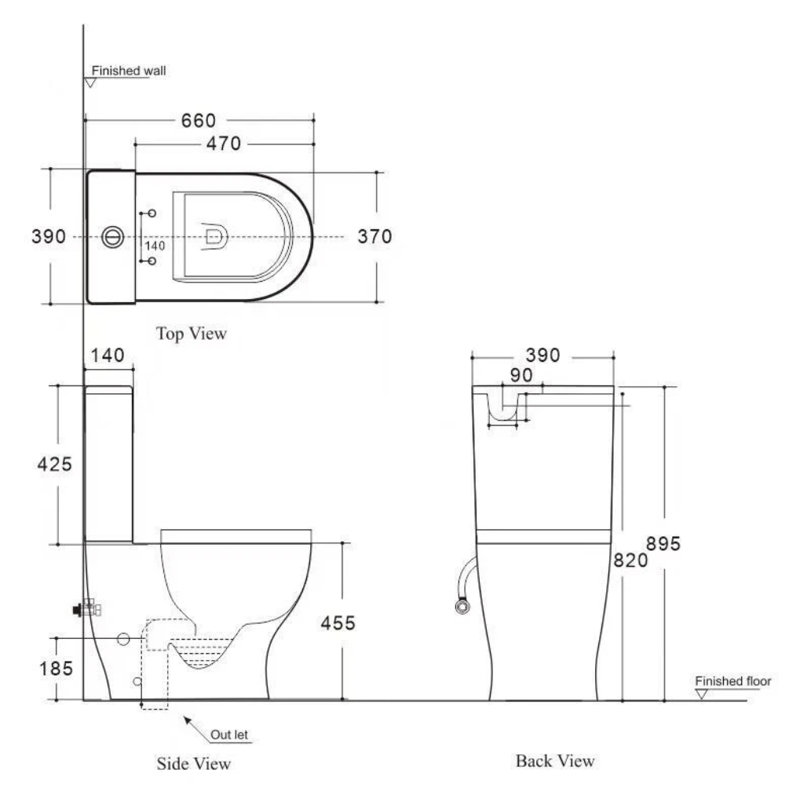 Belfry Bathroom 6L LPF Elongated Close Coupled Toilets (Seat Included)