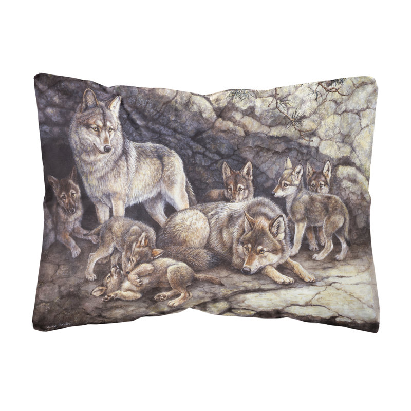  Coussin intérieur / extérieur Wolf Wolves by the Den