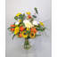 Tournesol et rose dans un vase