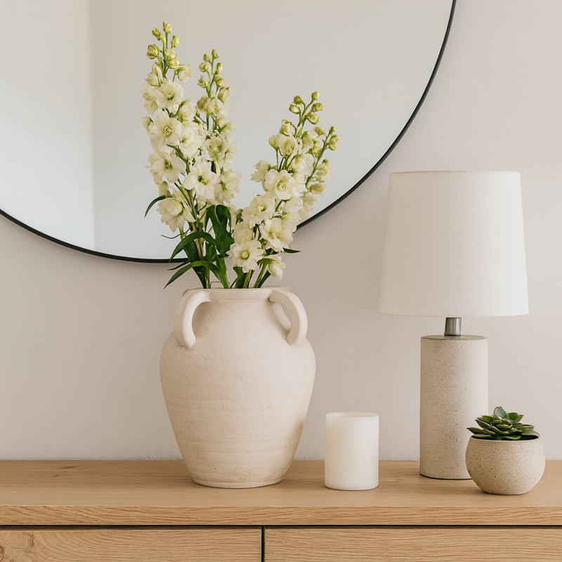 Handmade Ceramic / Porcelain Table Vase, 10" H x 9" W x 9" D, White