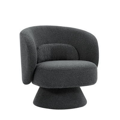 360 Degree Swivel Sherpa Accent Chair Modern Style Barrel Chair With Toss Pillows For Home Office by Ivy Bronx