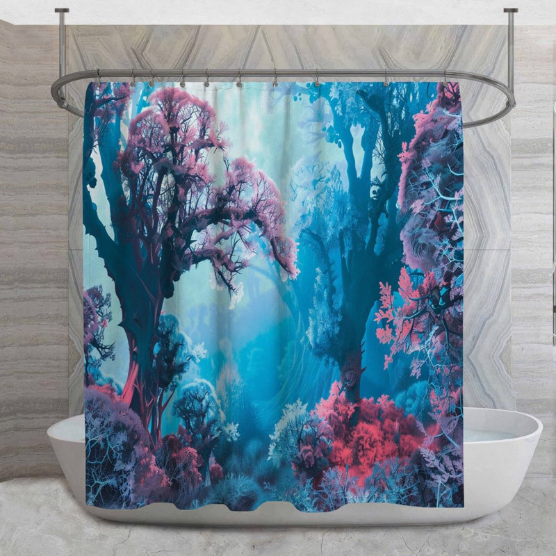 Rideau de douche Fantasy Forest - décor de salle de bain paysage 14178, H 73 po x l 70 po
