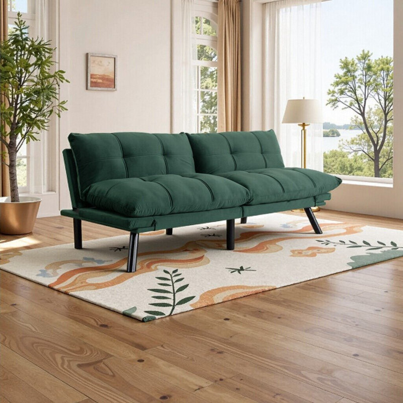 Navy Blue Convertible Folding Modern Sofa Bed – Stylish 2-Seater Sofa & Bed Combo for Small Spaces, Emerald