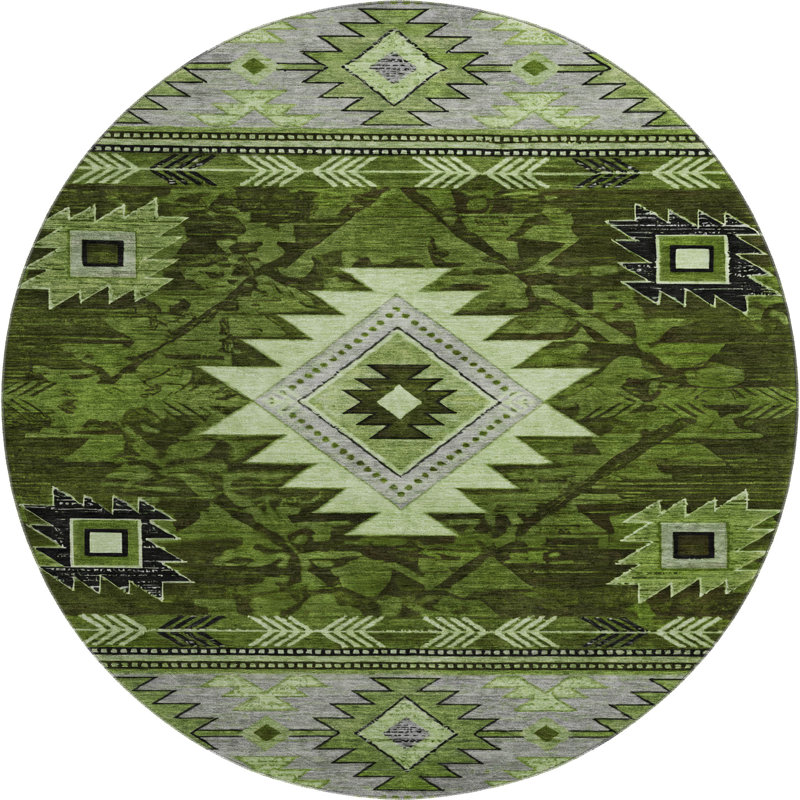Premium Machine Washable Lubbers AMF1754 Tribal Rug, Round 8'