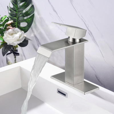 Robinet de lavabo de salle de bain de luxe, nickel brossé, acier inoxydable et cascade accréditée, corrosion