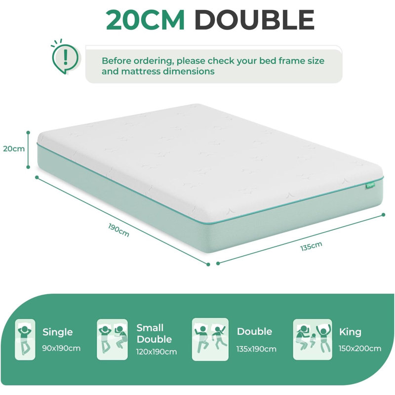 Vesgantti Memory Foam Mattress, Double (4'6), 20