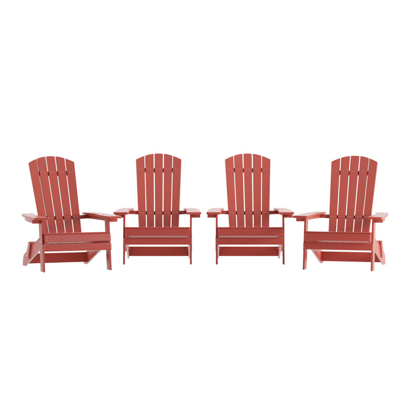 Bayfield All Weather 2 Slat Adirondack Chair with Poly Resin Wood and Stainless Steel Hardware, Red