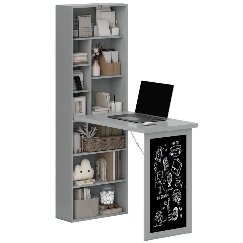 Bureau d'ordinateur pliable, bureau d'ordinateur mural, Gris anthracite