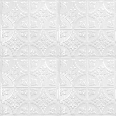American Tin Ceilings Pattern 2' x 2' (24" x 24") Wall Panels & Ceiling Nail-Up Tiles - Floral Medallion & Arching Diamond (Covers 20 Sq ft)