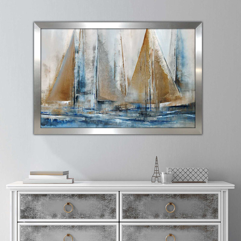 Gone - Peinture sur toile avec cadre flottant, Encadrement argenté, H 21,5 po x l 27,5 po x P 0,75 po
