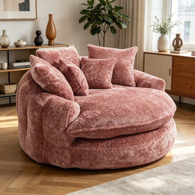 Canapé-lit moderne moelleux avec fauteuil rond surdimensionné, idéal pour les salons, les salles de détente et de projection