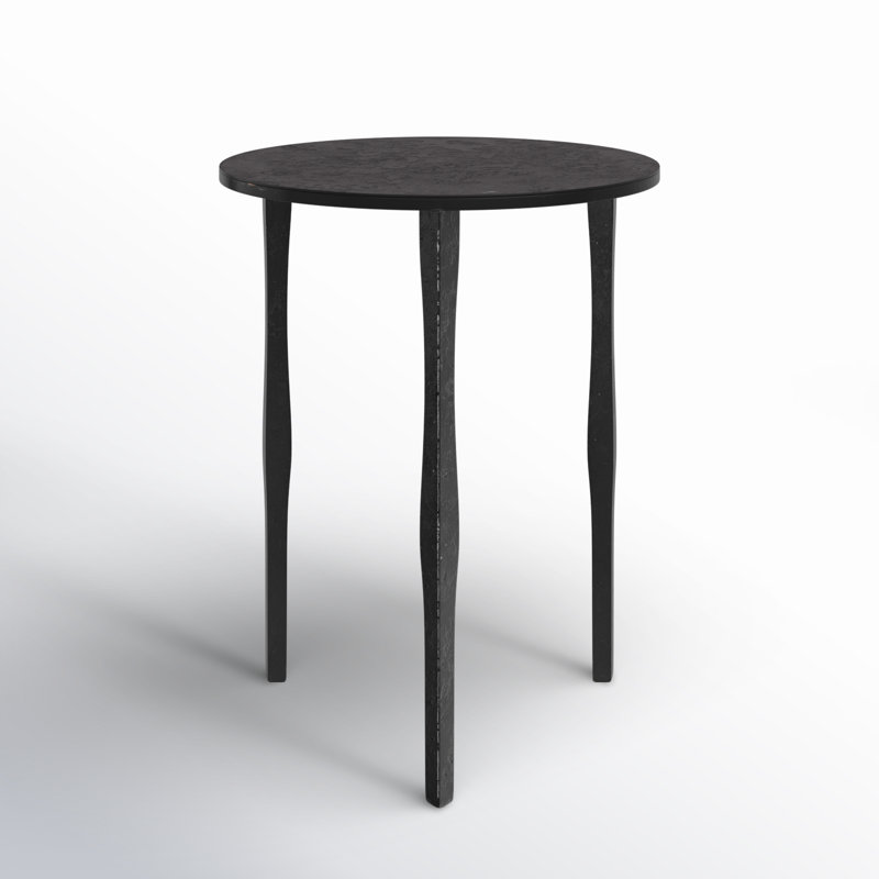 Ebony Black Round Iron Three-Leg Accent Table
