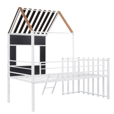 Metal Twin Loft Bed With Captivating Features & Roof Window, Guardrail