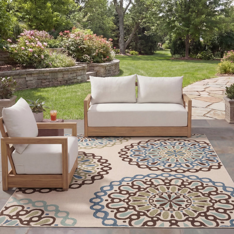 Tapis d'intérieur / extérieur floral Centeno Veranda Performance, Rectangle 8 pi x 11 pi