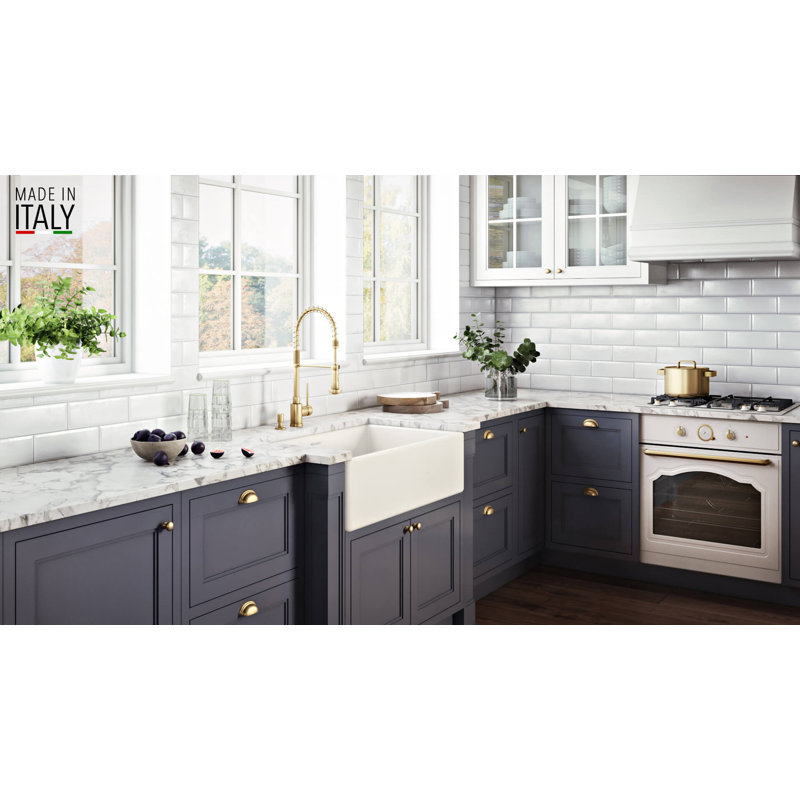 30 x 20 inch Fireclay Reversible Farmhouse Apron-Front Kitchen Sink, Light Biscuit
