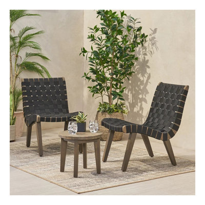 Outdoor 3-Piece Wood Patio Seating Set
