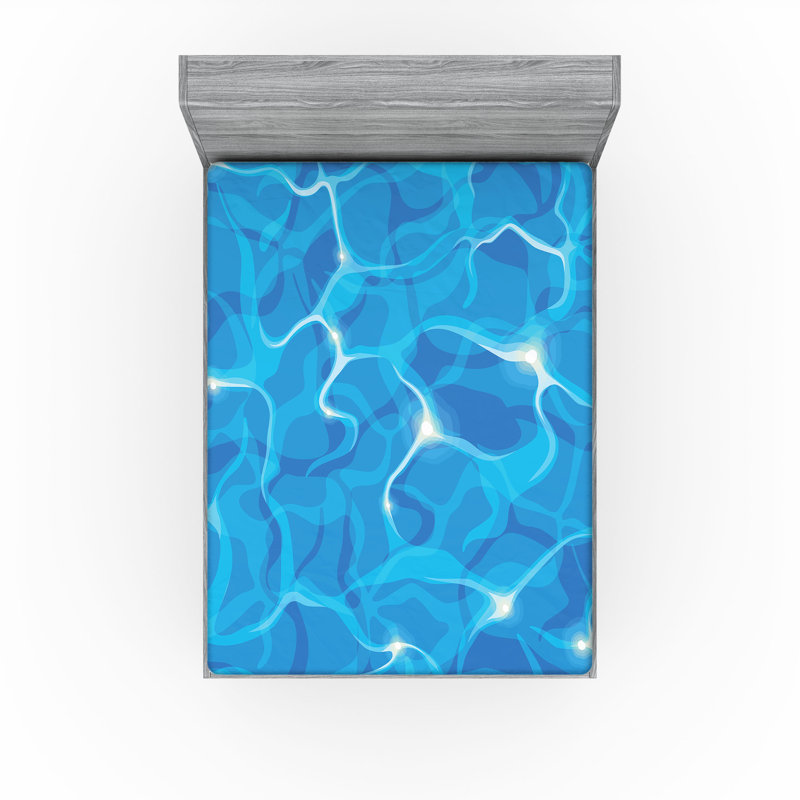 Drap-housse Ambesonne, paquet de 2, Drap-housse grand, Blanc / bleu / turquoise abstrait