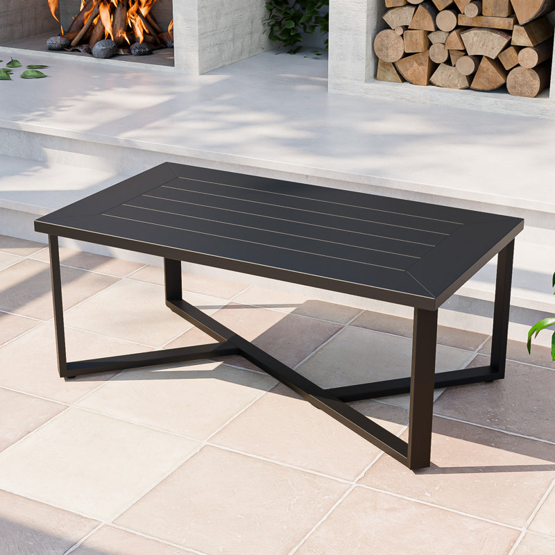Outdoor Patio Metal Black Large Coffee Tables