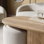 Ensemble de tables basses ovales en MDF avec 2 repose-pieds en lin beige, tabourets gigognes avec rangement caché pour petit salon