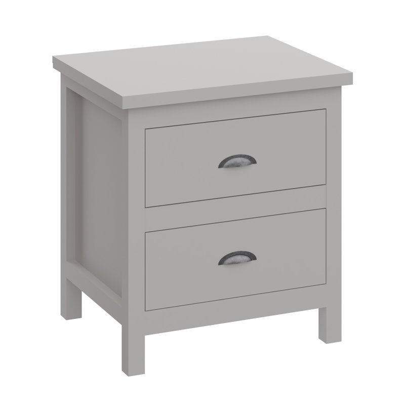Solid Wood Night Stand, Bedside Table, End Table, Desk with Drawers for Living Room, Bedroom, Gray