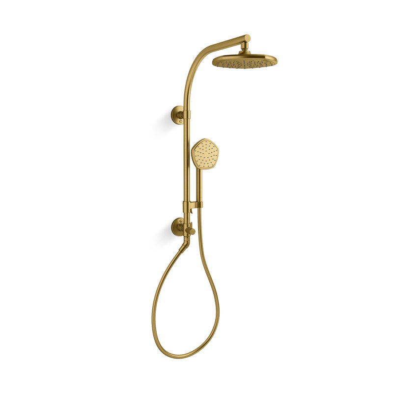 Hydrorail-R Occasion Arch Shower Column Kit With Rainhead And Handshower 1.75 Gpm, Vibrant Brushed Moderne Brass