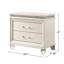 Table de chevet 2 tiroirs blanc perle, avec accents en cristal et pieds en plastique, base en métal